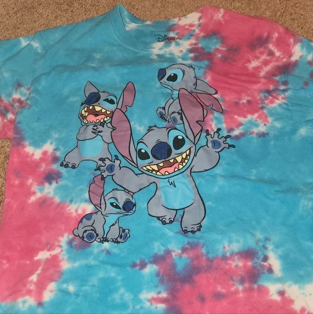 Disney Disneyland Lilo & Stitch Blue Pink Tie Die T Shirt Sz Large